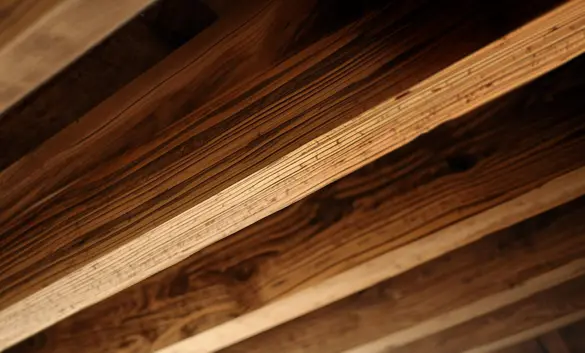 solives en bois sous un plancher dans une maison